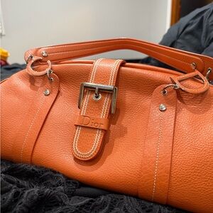 Authentic Dior Vibrant Orange Leather Satchel